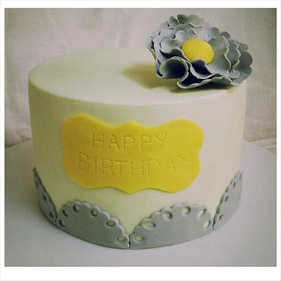 Yellow and grey vintage  - Cake by Rebecca Jane Sugar Art