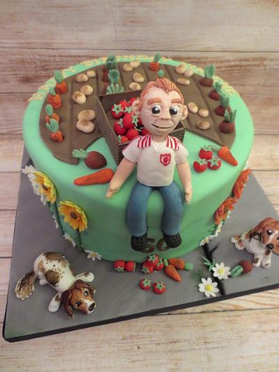 60th Birthday for a Gardening Footballer  - Cake by K Cakes