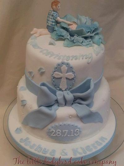 Christening cake for two brothers - Cake by The Little Ladybird Cake Company