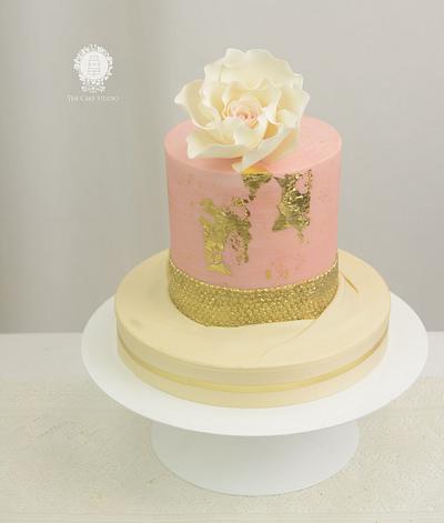 Coral and Gold Wedding Cake - Cake by Sugarpixy