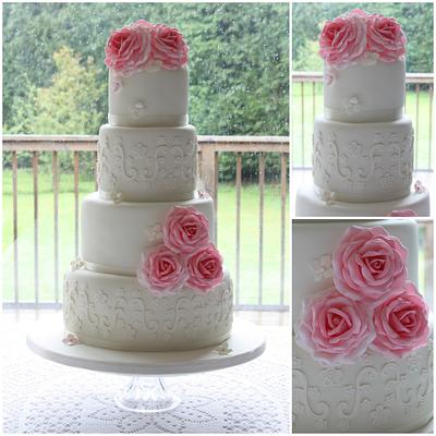 Vintage Scrolls Wedding Cake - Cake by TiersandTiaras