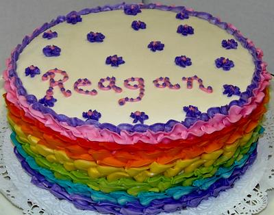 Rainbow buttercream reverse ruffle cake - Cake by Nancys Fancys Cakes & Catering (Nancy Goolsby)