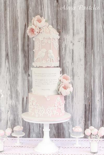 Vintage birdcage wedding cake - Cake by Alma Pasteles