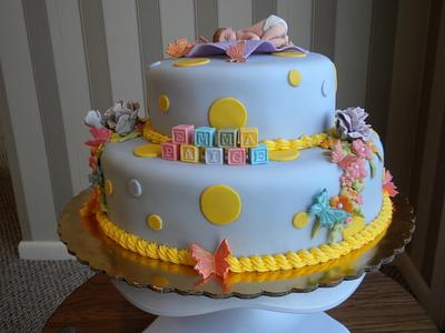 Baby Shower Cake: Butterfly & Dots - Cake by CakeJeannie