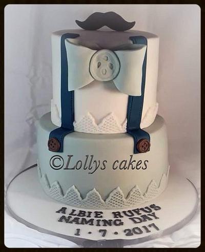 Braces and moustache naming day cake - Cake by Laura mcgill aka lollys cakes 