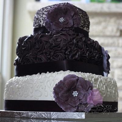 Aubergine/Eggplant and White Wedding cake - Cake by Sonia Huebert
