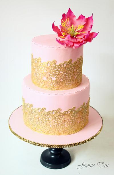 Pink n Gold Wedding Cake - Cake by Joonie Tan