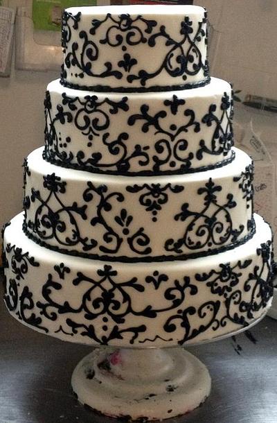 Black and White Damask cake - Cake by Jackie