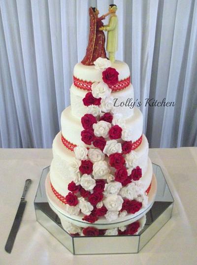 Red and White Sikh Wedding Cake - Cake by LollysKitchen