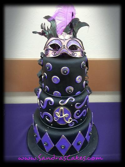 Purple and Black Masquerade - Cake by Sandrascakes