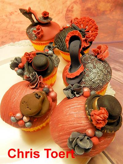 Vintage flamenco cupcakes - Cake by Chris Toert