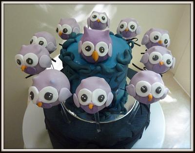 owl cake and owl cake pops - Cake by The cake shop at highland reserve