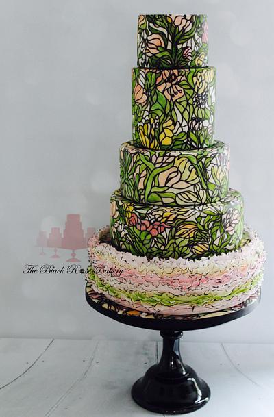 Magnolia SugarFlowers Hand Painted Stained Glass Spring in Bloom  - Cake by The Black Rosé Bakery Bakery