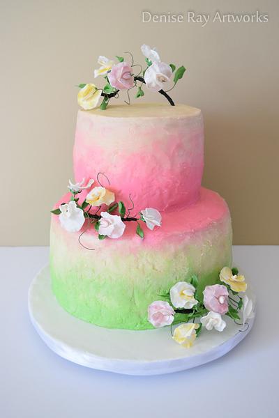 Sweet Pea / Spring Baby Shower Cake - Cake by DeniseRayArtworks