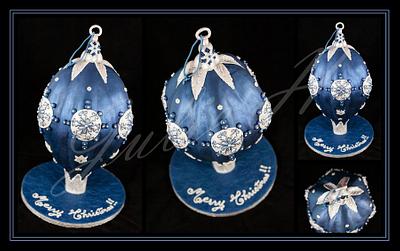 Giant 3D Midnight Blue & Silver Christmas Bauble - Cake by JulieH