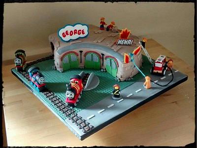 Thomas and Lego cake - Cake by Catherine