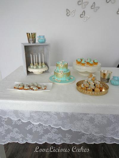 Sweet Table Mint and Gold - Cake by loveliciouscakes