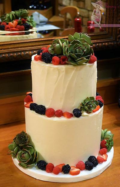 Sugar Succulents BUttercream wedding - Cake by Jenny Kennedy Jenny's Haute Cakes