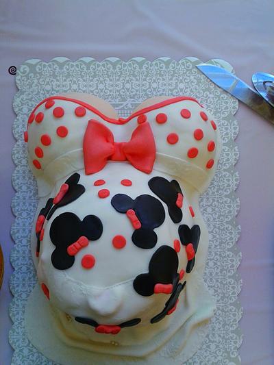 Pregnant belly cake with MINNIE MOUSE theme - Cake by Jennifer 