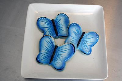 Blue Butterfly Cookies - Cake by Prima Cakes and Cookies - Jennifer