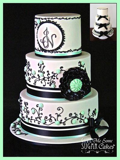 Ivory and Black wedding cake.  - Cake by RED POLKA DOT DESIGNS (was GMSSC)