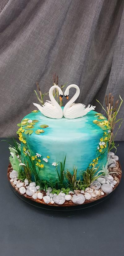 Swans from the river Mreznica - Cake by iratorte