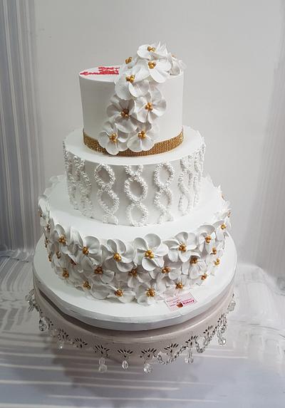 White Elegance  - Cake by Michelle's Sweet Temptation