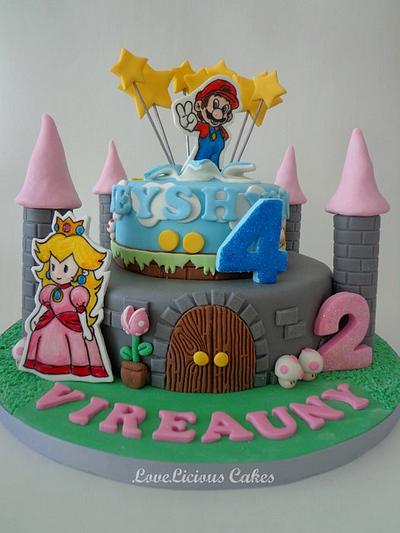Super Mario and Princess Peach - Cake by loveliciouscakes