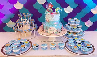 Mermaid theme Dessert Table - Cake by Sweet Mantra Homemade Customized Cakes Pune