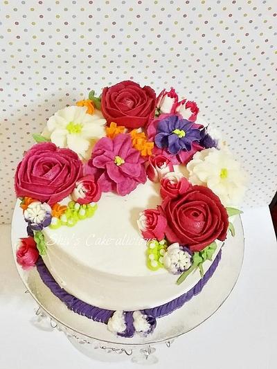 Butter Cream Flowers - Cake by Shivs Cake-alicious