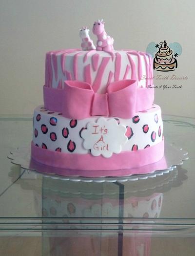 Pink Safari Baby Shower Cake - Cake by Carsedra Glass