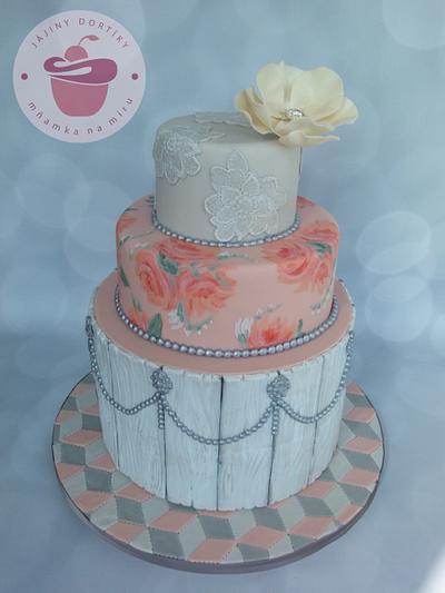 Old pink and grey wedding cake - Cake by Jana 