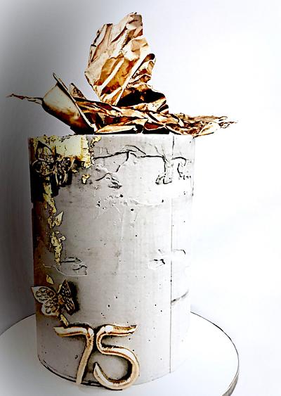 Concrete and Gold Cake - Cake by Dozycakes