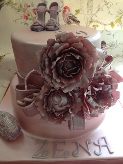 40th Flowers, Shoes & a Bag! - Cake by Janet Harbon