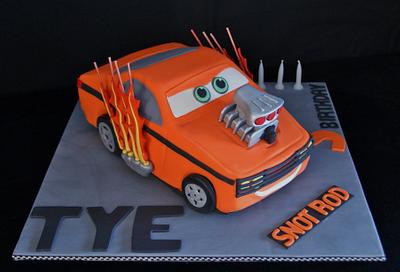 SNOT ROD 3D Carved Birthday Cake Modeled on a character from the animated movie CARS  - Cake by Julie Anne White