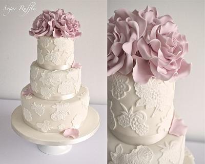 Lace & Roses Wedding Cake - Cake by Sugar Ruffles