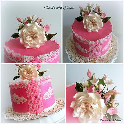 Lace Inspired with David Austin Rose - Cake by Veenas Art of Cakes 