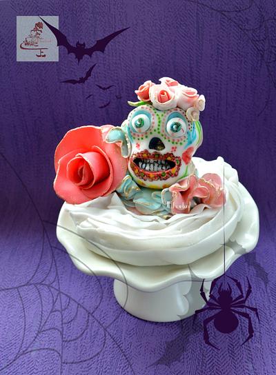 skull caketopper with roses - Cake by Judith-JEtaarten