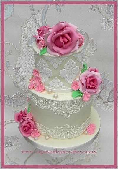 Vintage Lace & Roses ~ - Cake by Mel_SugarandSpiceCakes