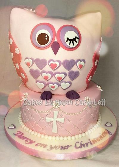 Owl Christening Cake - Cake by Helen Campbell
