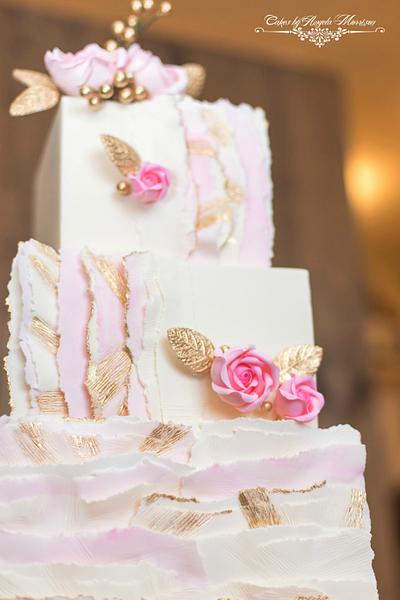 Torn paper, gold, and roses cake!  - Cake by CakesbyAngelaMorrison
