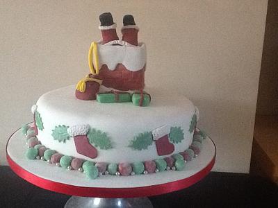 Santa stuck down the chimney  - Cake by Sugarnanna