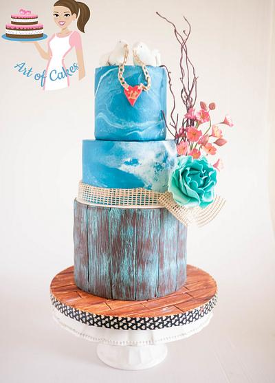 Shabby Sheek Style Valentine Inspired Wedding Cake.  - Cake by Veenas Art of Cakes 