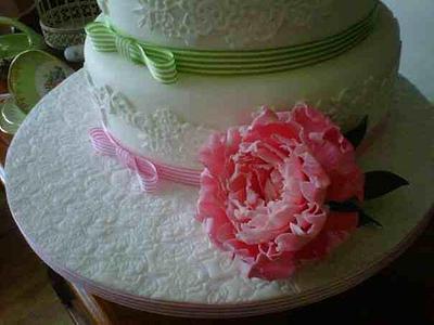 3  Tier Sugar Peony Rose Cake - Cake by La Lavande Sugar Florist