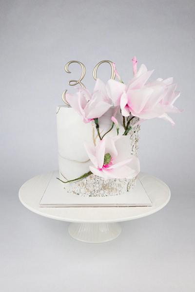 Magnolias and marble - Cake by Tabi Lavigne