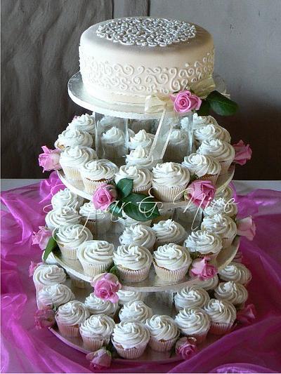 Ivory & White Wedding Cupcake Tower - Cake by Cara Maartens