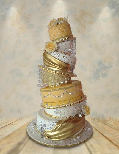 Gold Topsy Turvy Cake - Cake by MsTreatz