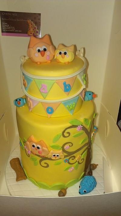 owl baby shower - Cake by jodie baker