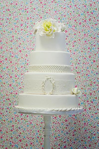 WHITE PEONY WEDDING CAKE - Cake by MELBISES