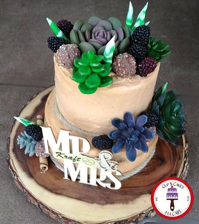 Succulent Rustic Anniversary Cake - Cake by Cup N Cakes a la C'ART by Karen
